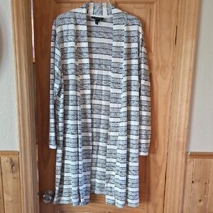 Lane Bryant Black and White Striped Cardigan